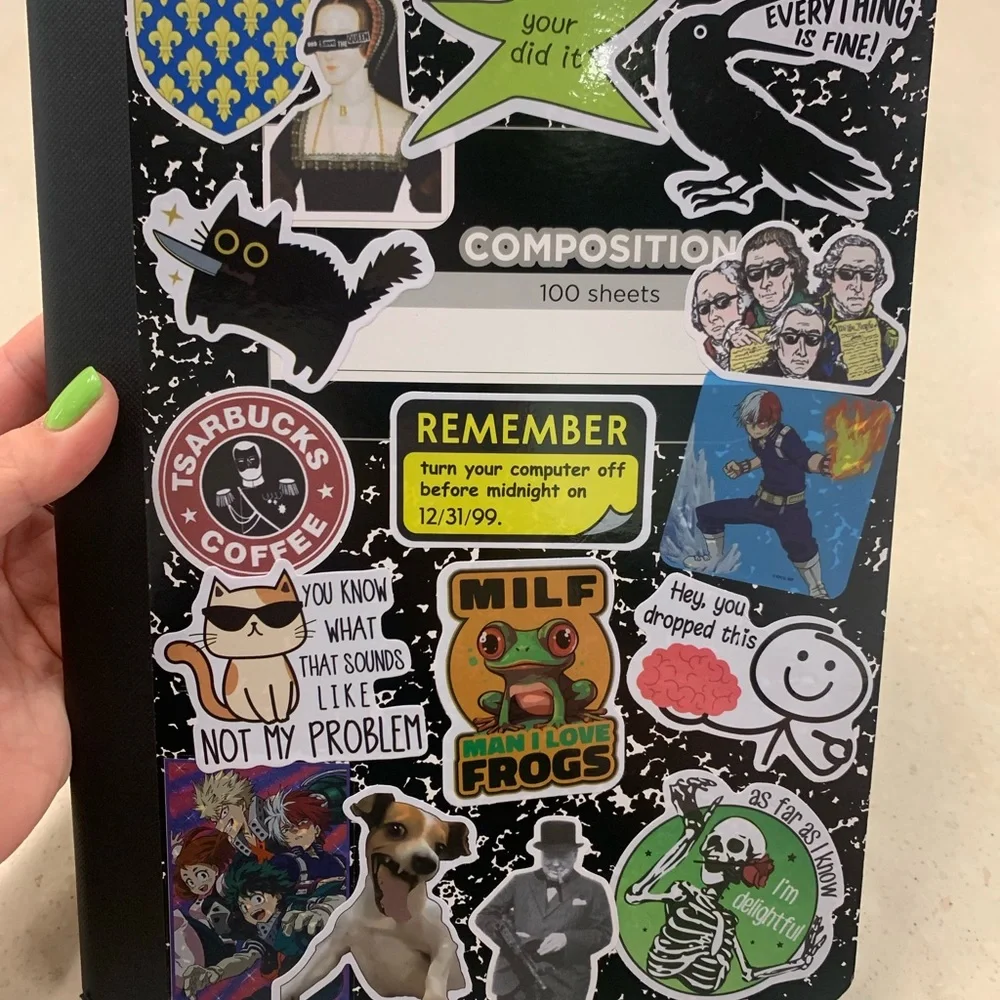 Brand New Sticker-Covered Composition Notebook. One-of-a-Kind